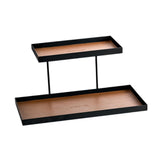 Maxbell Double Layer Vanity Organizer Tray Round Shelf for Bedroom Entryway Tabletop Brown