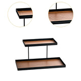 Maxbell Double Layer Vanity Organizer Tray Round Shelf for Bedroom Entryway Tabletop Brown