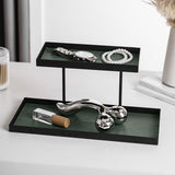 Maxbell Double Layer Vanity Organizer Tray Round Shelf for Bedroom Entryway Tabletop Green