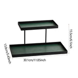 Maxbell Double Layer Vanity Organizer Tray Round Shelf for Bedroom Entryway Tabletop Green