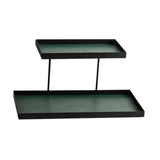 Maxbell Double Layer Vanity Organizer Tray Round Shelf for Bedroom Entryway Tabletop Green
