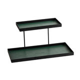 Maxbell Double Layer Vanity Organizer Tray Round Shelf for Bedroom Entryway Tabletop Green