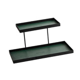 Maxbell Double Layer Vanity Organizer Tray Round Shelf for Bedroom Entryway Tabletop Green