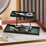 Maxbell Double Layer Vanity Organizer Tray Round Shelf for Bedroom Entryway Tabletop Green