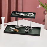 Maxbell Double Layer Vanity Organizer Tray Round Shelf for Bedroom Entryway Tabletop Green
