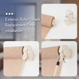 Maxbell Exterior Sun Shades Mounting Brackets Backyard Deck Patio Cordless Crank Kit Beige