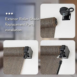 Maxbell Exterior Sun Shades Mounting Brackets Backyard Deck Patio Cordless Crank Kit Black