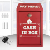 Maxbell Safe Money Collection Box Metal Donation Box for Fundraising Office Business Red