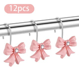 Maxbell 12Pcs Shower Curtain Hooks Dorm Housewarming Bowknot Decorative Hanger Rings