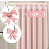 Maxbell 12Pcs Shower Curtain Hooks Dorm Housewarming Bowknot Decorative Hanger Rings