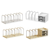 Maxbell Bookend with Drawers Versatile Book End for Shelves for Office Home Magazine White