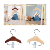 Maxbell Pet Clothes Hanger Wooden Small Clothes Hanging for Doll Newborn Cat Costume Dark Brown