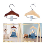 Maxbell Pet Clothes Hanger Wooden Small Clothes Hanging for Doll Newborn Cat Costume Dark Brown