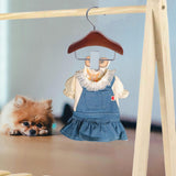 Maxbell Pet Clothes Hanger Wooden Small Clothes Hanging for Doll Newborn Cat Costume Dark Brown