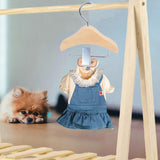 Maxbell Pet Clothes Hanger Wooden Small Clothes Hanging for Doll Newborn Cat Costume Beige