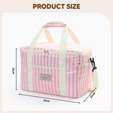 Maxbell Cooler Cooling Tote Lunch Box Travel Beach Party Camping Insulated Lunch Bag Pink