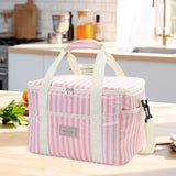 Maxbell Cooler Cooling Tote Lunch Box Travel Beach Party Camping Insulated Lunch Bag Pink