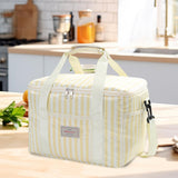 Maxbell Cooler Cooling Tote Lunch Box Travel Beach Party Camping Insulated Lunch Bag Beige