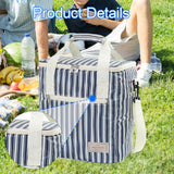 Maxbell Insulated Lunch Bag Picnic Lunch Box Kayaking Party Home Cooler Cooling Tote Dark Blue