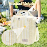 Maxbell Insulated Lunch Bag Picnic Lunch Box Kayaking Party Home Cooler Cooling Tote Beige