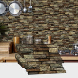 Maxbell 48 Pieces Stone Brick Self Adhesive Wallpaper for Kitchen Bedroom Backsplash A