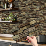 Maxbell 48 Pieces Stone Brick Self Adhesive Wallpaper for Kitchen Bedroom Backsplash A