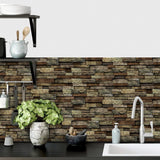 Maxbell 48 Pieces Stone Brick Self Adhesive Wallpaper for Kitchen Bedroom Backsplash A