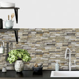 Maxbell 48 Pieces Stone Brick Self Adhesive Wallpaper for Kitchen Bedroom Backsplash B