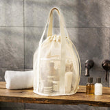 Maxbell Mesh Shower Tote Bag Convenient Portable for Camping Accessories Beach White
