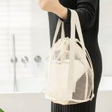 Maxbell Mesh Shower Tote Bag Convenient Portable for Camping Accessories Beach White