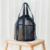 Maxbell Mesh Shower Tote Bag Convenient Portable for Camping Accessories Beach Black