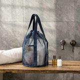 Maxbell Mesh Shower Tote Bag Convenient Portable for Camping Accessories Beach Black