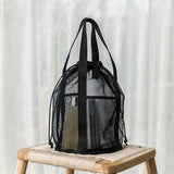 Maxbell Mesh Shower Tote Bag Convenient Portable for Camping Accessories Beach Black