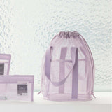Maxbell Mesh Shower Tote Bag Convenient Portable for Camping Accessories Beach Purple