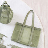 Maxbell Mesh Shower Tote Bag Basket Bath Organizer for Swimming Bathroom Beach Green