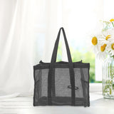 Maxbell Mesh Shower Tote Bag Basket Bath Organizer for Swimming Bathroom Beach Black