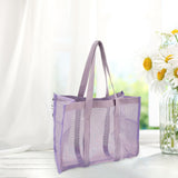 Maxbell Mesh Shower Tote Bag Basket Bath Organizer for Swimming Bathroom Beach Purple