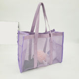 Maxbell Mesh Shower Tote Bag Basket Bath Organizer for Swimming Bathroom Beach Purple