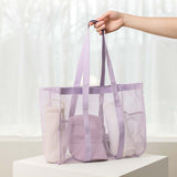 Maxbell Mesh Shower Tote Bag Basket Bath Organizer for Swimming Bathroom Beach Purple