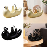 Maxbell Ceramic Coil Holder Snail Statue Cute Incense Burner for Picnic Bedroom Deck White