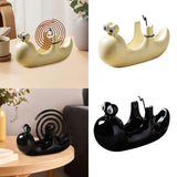 Maxbell Ceramic Coil Holder Snail Statue Cute Incense Burner for Picnic Bedroom Deck White