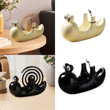 Maxbell Ceramic Coil Holder Snail Statue Cute Incense Burner for Picnic Bedroom Deck White