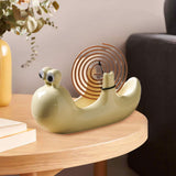 Maxbell Ceramic Coil Holder Snail Statue Cute Incense Burner for Picnic Bedroom Deck White