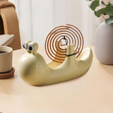 Maxbell Ceramic Coil Holder Snail Statue Cute Incense Burner for Picnic Bedroom Deck White