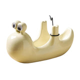 Maxbell Ceramic Coil Holder Snail Statue Cute Incense Burner for Picnic Bedroom Deck White