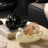 Maxbell Ceramic Coil Holder Snail Statue Cute Incense Burner for Picnic Bedroom Deck White