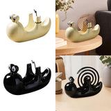 Maxbell Ceramic Coil Holder Snail Statue Cute Incense Burner for Picnic Bedroom Deck White