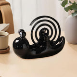 Maxbell Ceramic Coil Holder Snail Statue Cute Incense Burner for Picnic Bedroom Deck Black