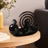 Maxbell Ceramic Coil Holder Snail Statue Cute Incense Burner for Picnic Bedroom Deck Black