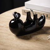 Maxbell Ceramic Coil Holder Snail Statue Cute Incense Burner for Picnic Bedroom Deck Black